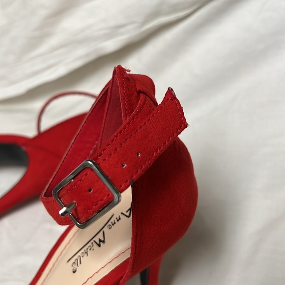 Anne Michelle, Red, Open Toe, Ankle Strap Heels, Size 10 - Picture 7 of 16